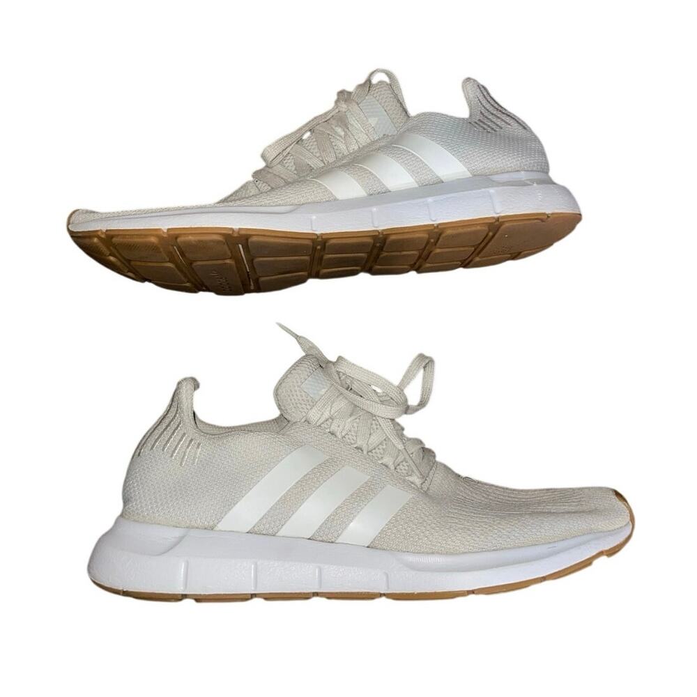 Adidas Swift Run 1.0 White Fleece Knit Running  Sneakers SZ 12 Athletic Lace up